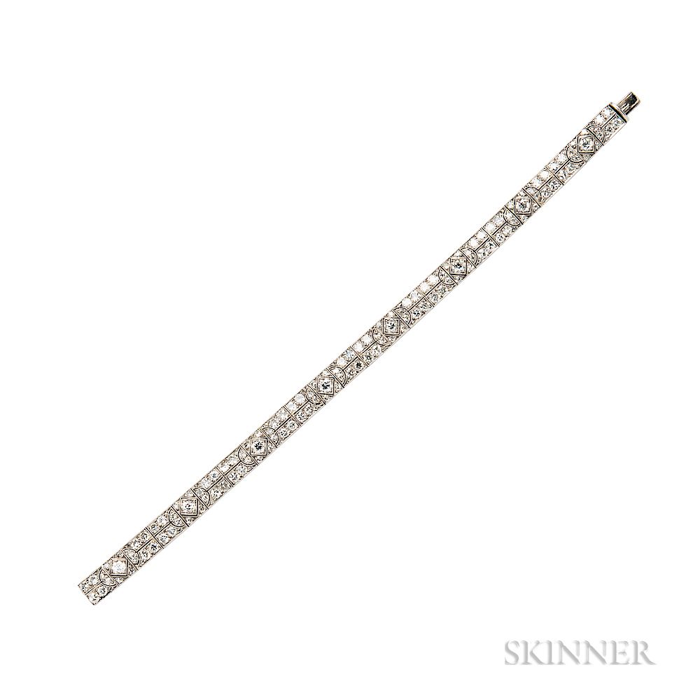 Appraisal: Art Deco Platinum and Diamond Bracelet Art Deco Platinum and