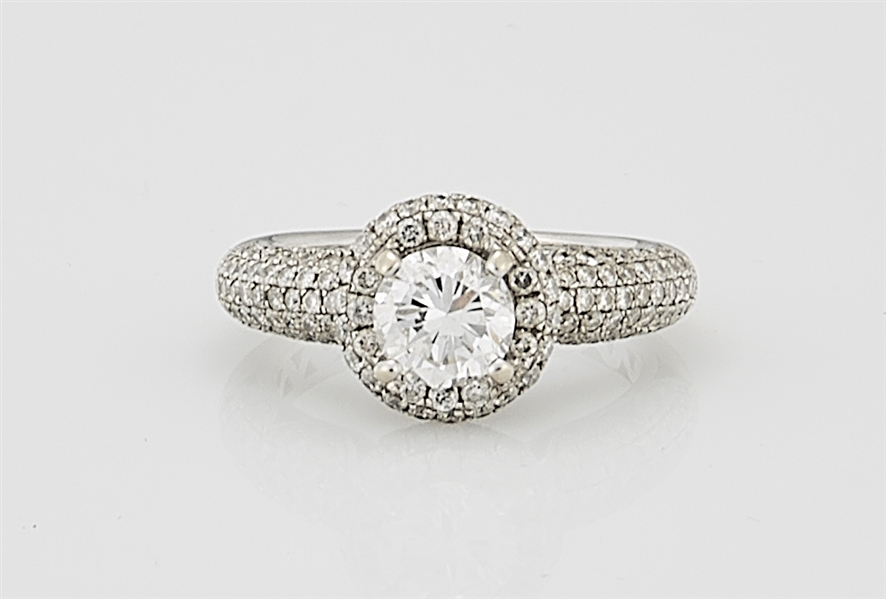 Appraisal: k white gold and diamond ring center round cut diamond