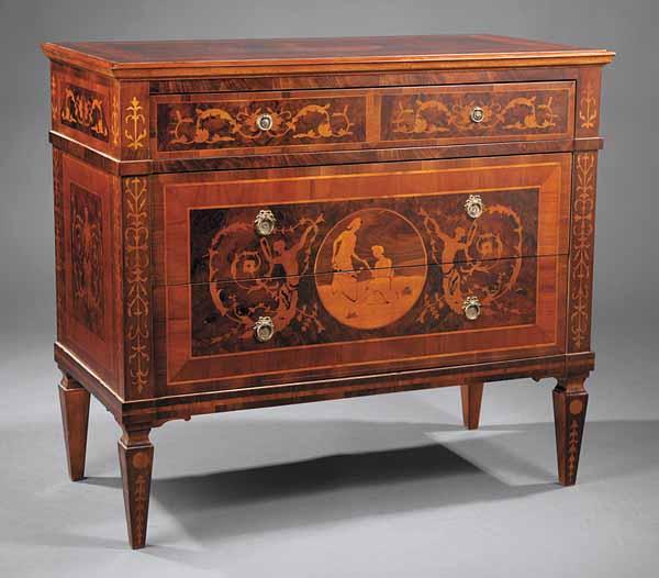 Appraisal: An Antique Italian Neo-Classical Marquetry Walnut Commode th c the