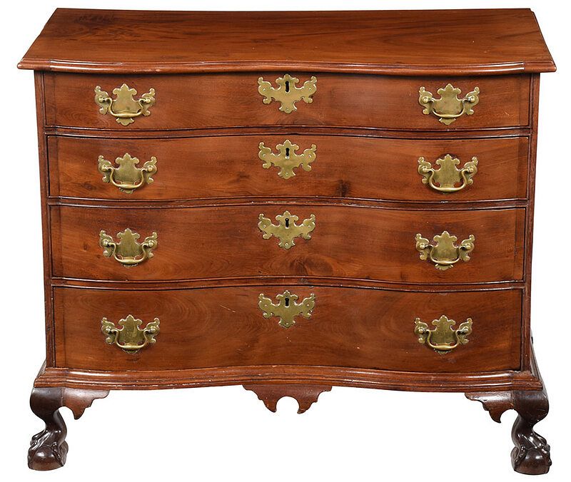 Appraisal: American Chippendale Mahogany Serpentine Chest coastal Massachusetts late th century