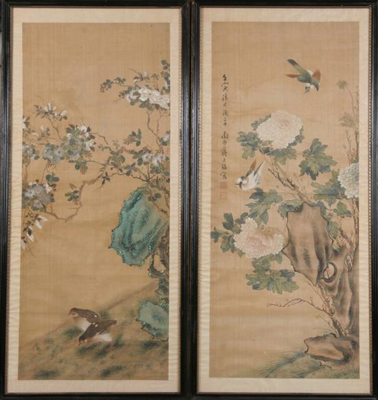 Appraisal: CHINESE TH TH CENTURY SCHOOL Two scrolls ink and color