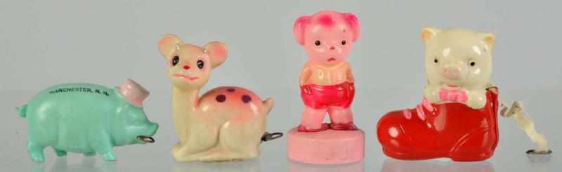 Appraisal: Lot of Celluloid Figural Tape Measures Description Includes one doe