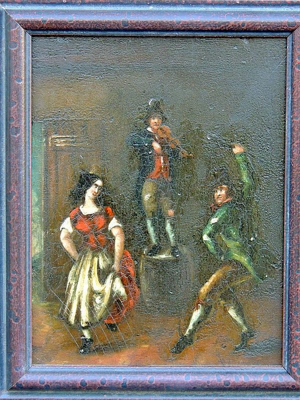 Appraisal: Continental School Oil on board Genre Scene Genre tavern scene