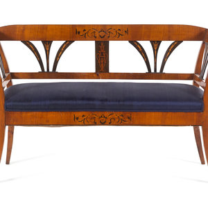 Appraisal: A Biedermeier Marquetry Settee First Half th Century Height x