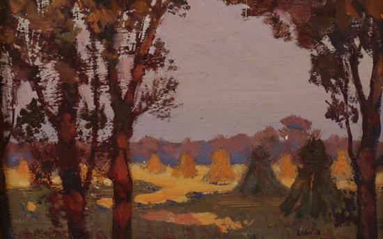 Appraisal: LEON A MAKIELSKI American - HAY FIELD THROUGH TREES signed