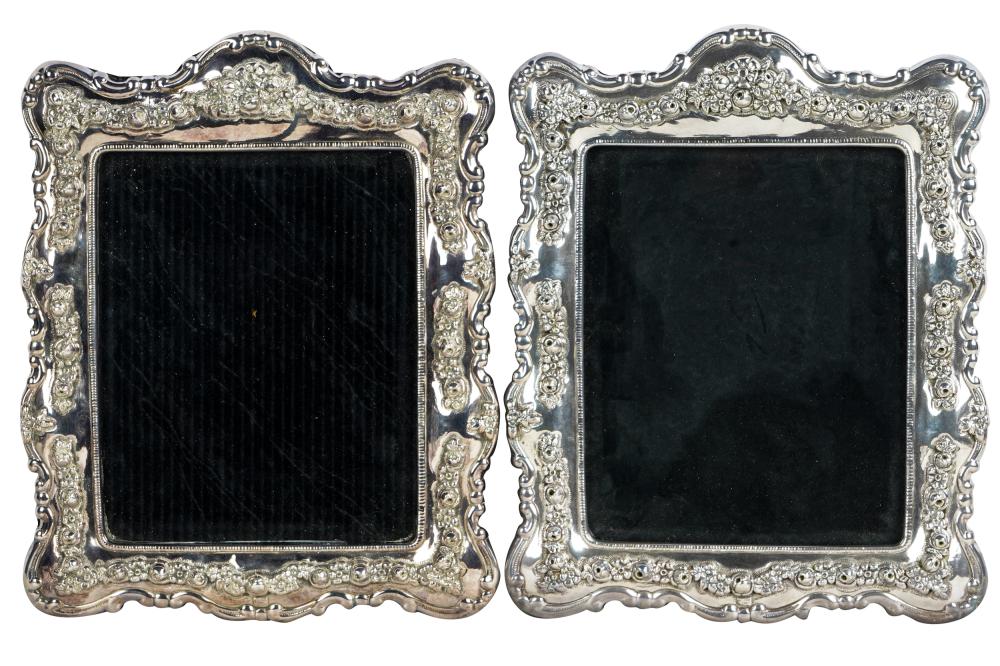 Appraisal: PAIR OF REPOUSSE STERLING PICTURE FRAMESeach marked Lisham Art Condition