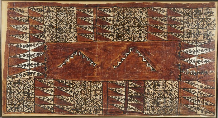 Appraisal: Framed Tapa Panel Painted bark cloth Pacific island region Rectangular