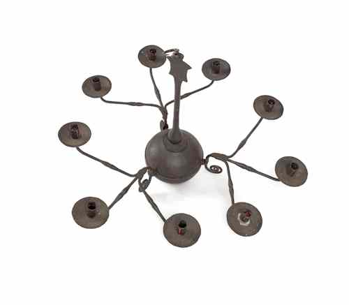 Appraisal: Contemporary nine-arm wrought iron chandelier h