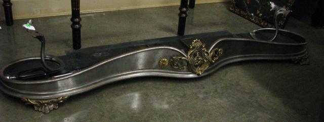 Appraisal: Vintage brass and steel fireplace fender with decorative accents includes