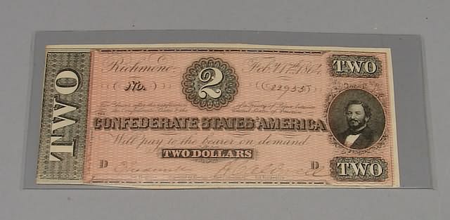 Appraisal: Two dollar Confederate note February issue Friedberg CS- Uncirculated S