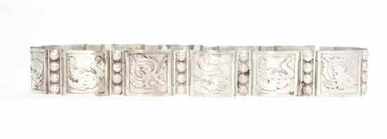 Appraisal: A Mexican Sterling Silver Belt of hinged panel construction decorated