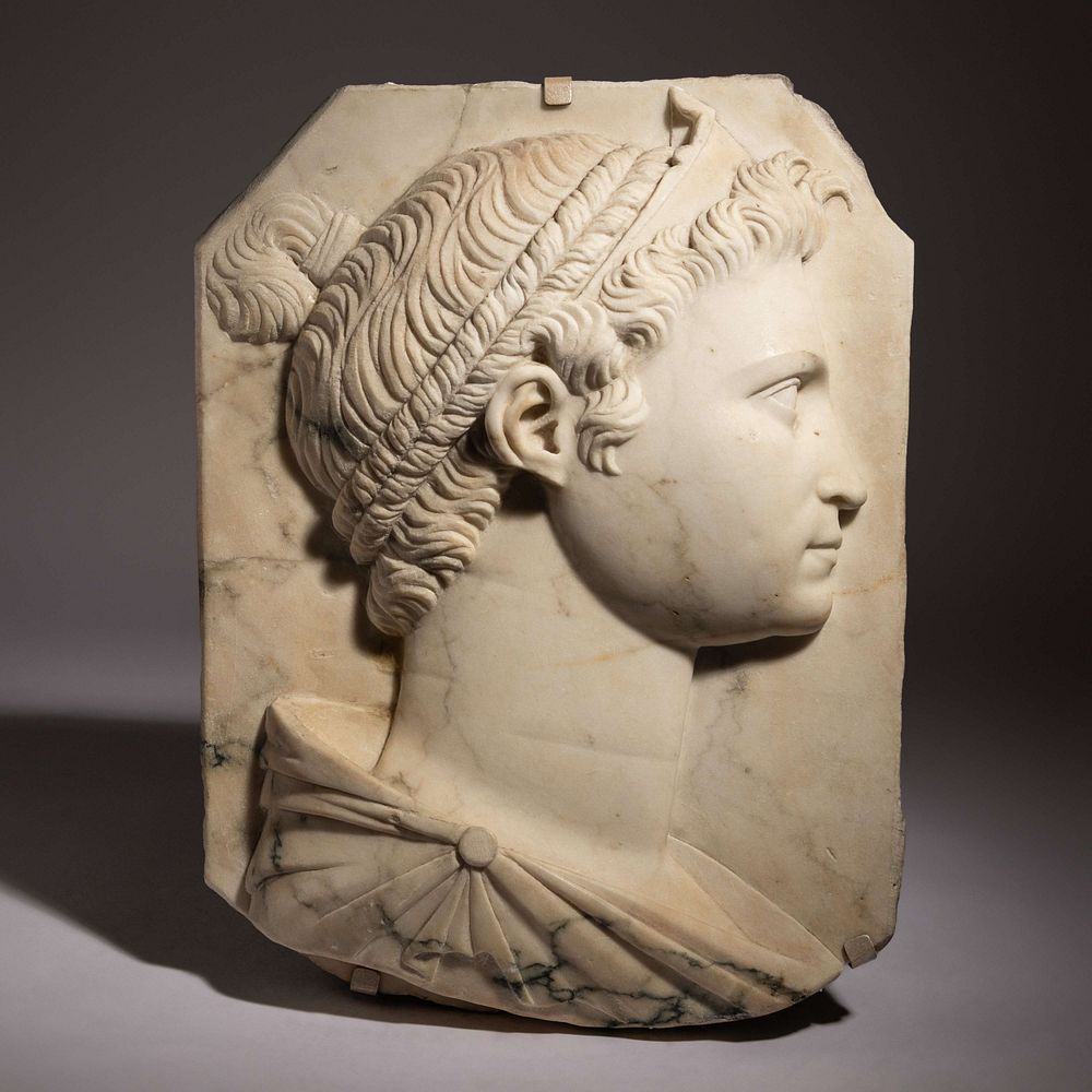 Appraisal: A North Italian Marble Portrait Relief A North Italian Marble