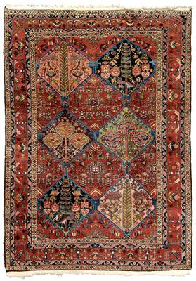 Appraisal: Baktiari rug six large central medallions with tree designs on