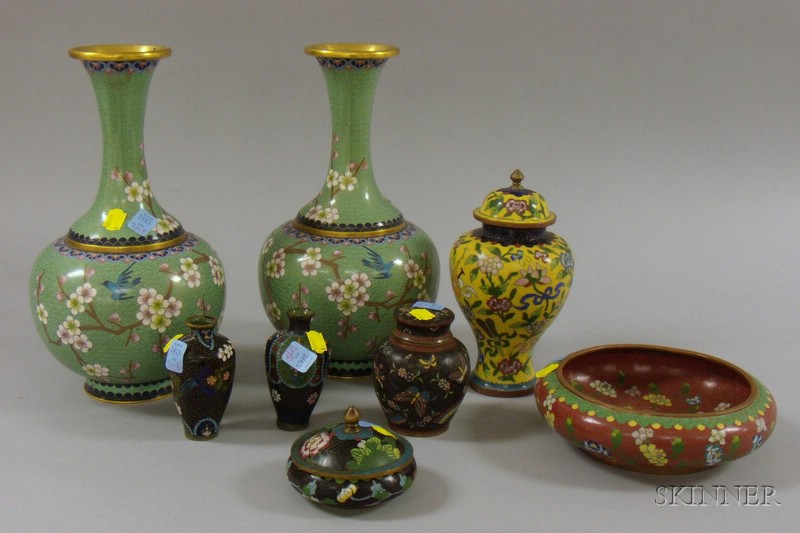 Appraisal: Eight Pieces of Cloisonne a pair of small vases a