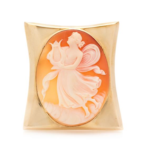 Appraisal: Sale Lot A Yellow Gold Shell Cameo Clip containing an