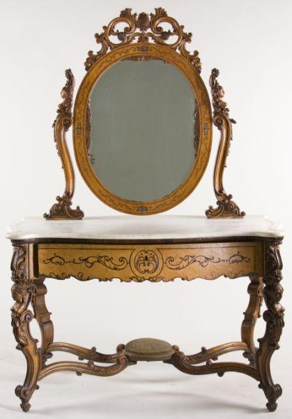 Appraisal: Continental Renaissance Revival Dressing Table ca fruitwood and wood veneers