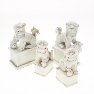 Appraisal: Pair Chinese blanc de chine foo lions Pair Chinese blanc