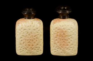 Appraisal: Pair English Peachblow Dresser Bottles circa Locke Co English Worcester