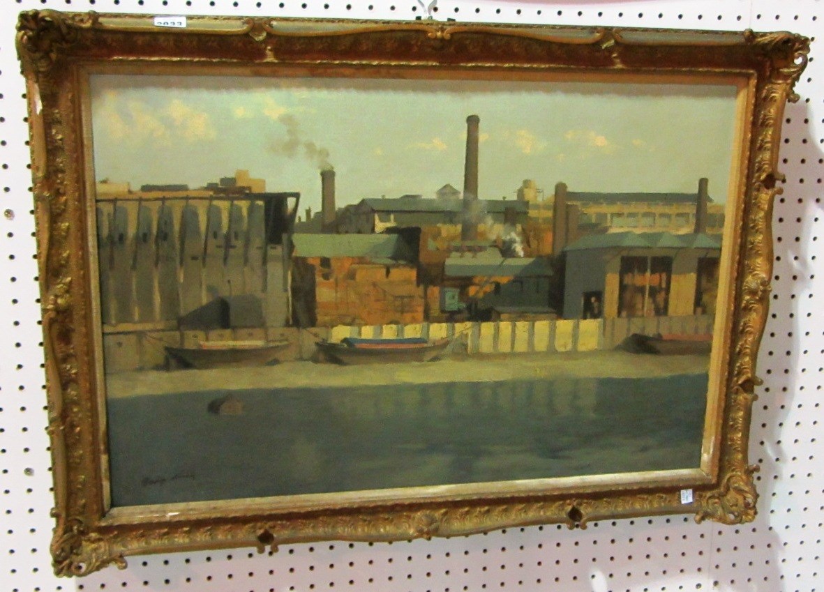 Appraisal: George William Leech th century Battersea Reach signed oil on