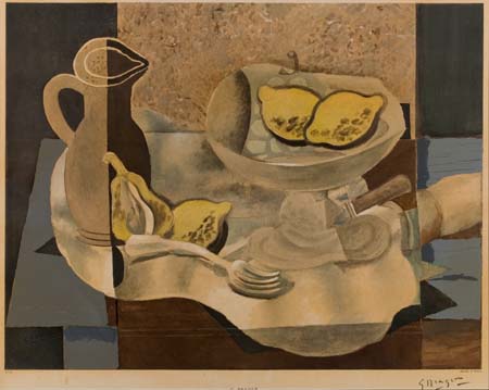 Appraisal: GEORGES BRAQUE after Nature morte Color offset lithograph and screenprint