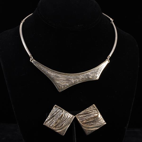 Appraisal: Nurit Shoshanna Bar-On Israel Designers Sterling Silver Modernist Hollow Necklace