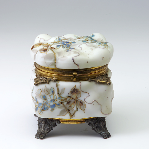 Appraisal: Wavecrest powder box with bronze mounts and blue floral decoration