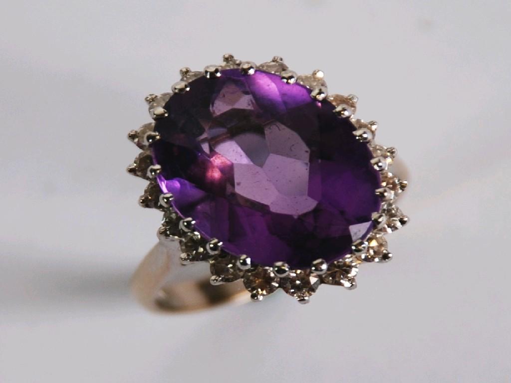 Appraisal: ct WHITE GOLD OVAL AMETHYST AND DIAMOND CLUSTER RING set