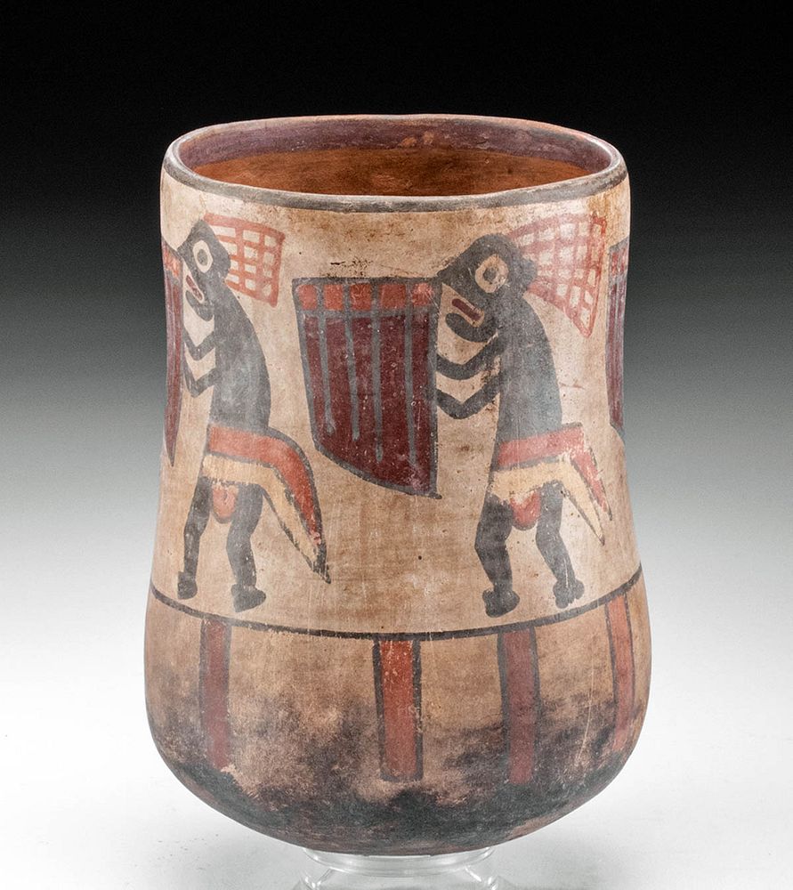 Appraisal: Nazca Polychrome Kero Vessel w Figures Pre-Columbian Southern Peru Nazca