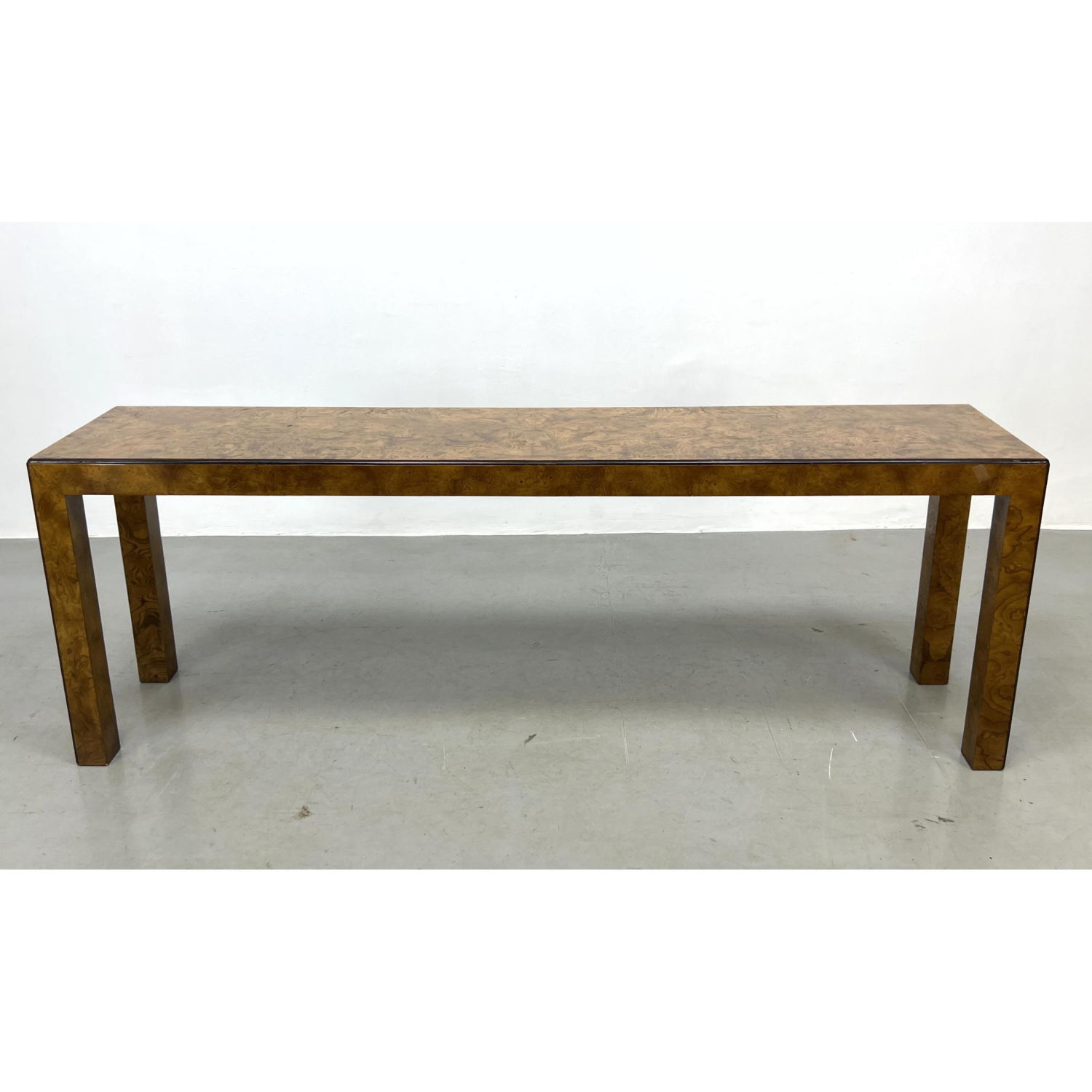 Appraisal: John Widdicomb Burl Wood Console Table Dimensions H inches W