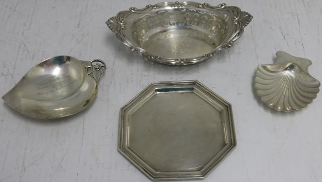 Appraisal: LOT OF FOUR STERLING SILVER PIECES TO INCLUDE LEAF FORM