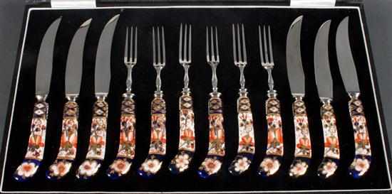 Appraisal: Set of Royal Crown Derby porcelain handled flatware th century