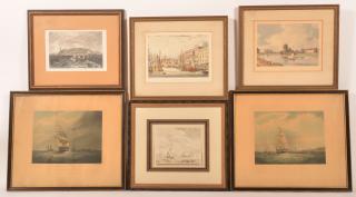 Appraisal: Six th Century Boat Harbor Scene Prints Six Various th