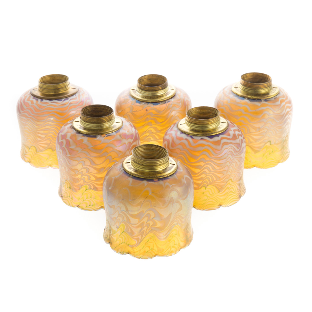 Appraisal: Six American art glass light shades first half- th century