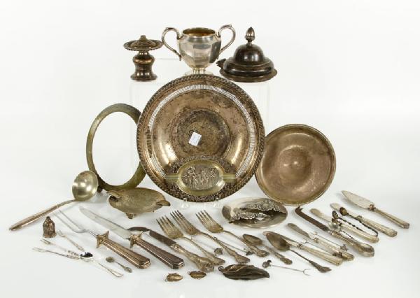 Appraisal: - Collection of Silver and Metal Items Collection of silver