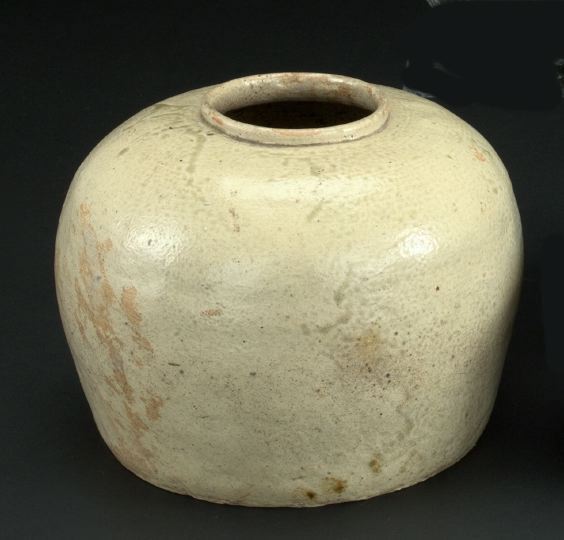 Appraisal: Chinese Provincial Monochrome Glazed Stoneware Round-Shouldered Storage Jar in pebbled