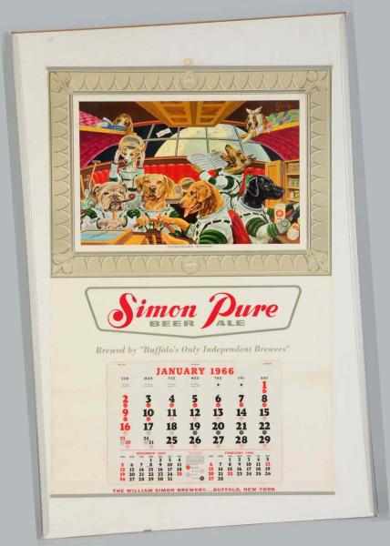 Appraisal: Simon Pure Beer Lithographed Calendar Marked Homeward Bound with dog