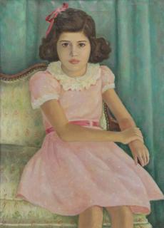 Appraisal: ANUSZKIEWICZ Richard Oil on Canvas Portrait of a Girl Signed