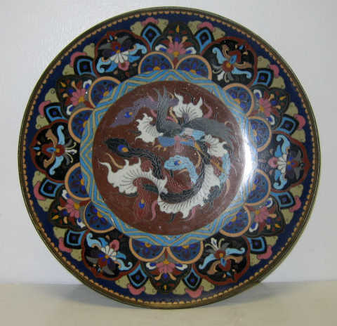 Appraisal: CHINESE CLOISONNE PLATE On ring foot decorated in polychrome enamel