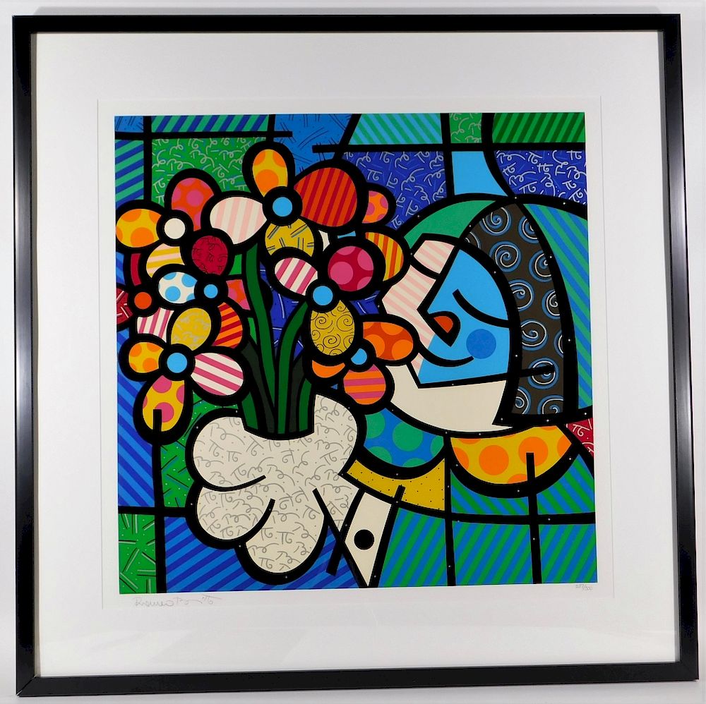 Appraisal: Romero Britto Flowers For You Pop Art Serigraph Romero Britto