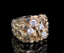 Appraisal: A Yellow Gold And Diamond Mans' Ring A yellow gold