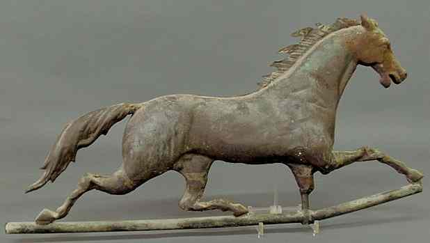 Appraisal: Molded copper running horse weathervane th c with a zinc