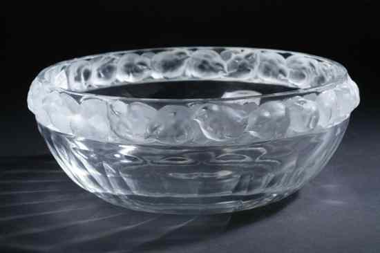 Appraisal: LALIQUE CLEAR AND FROSTED GLASS ''MESANGES'' BOWL Etched 'Lalique France'