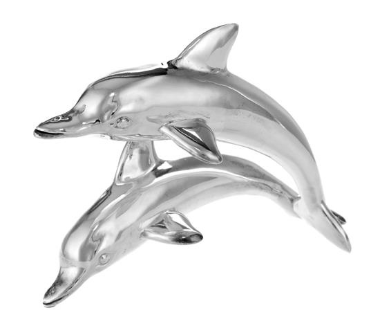 Appraisal: Sale Lot A Silver Animalier Sculpture of leaping dolphins marked