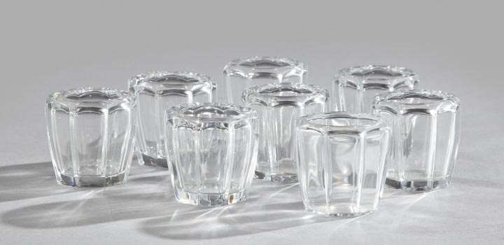 Appraisal: Set of Eight Baccarat Crystal Place Posy Vases Cigarette Urns