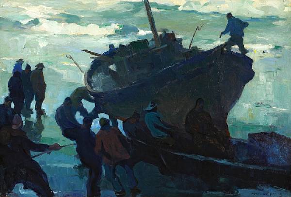 Appraisal: Armin Hansen American - Fishermen salvaging a wreck signed 'Armin