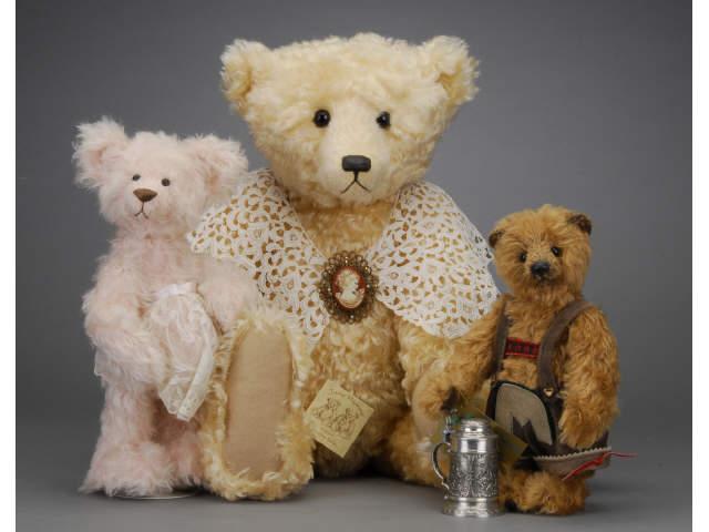 Appraisal: Lot Three Contemporary Artist Bears Includes Wilhelm with lederhosen and