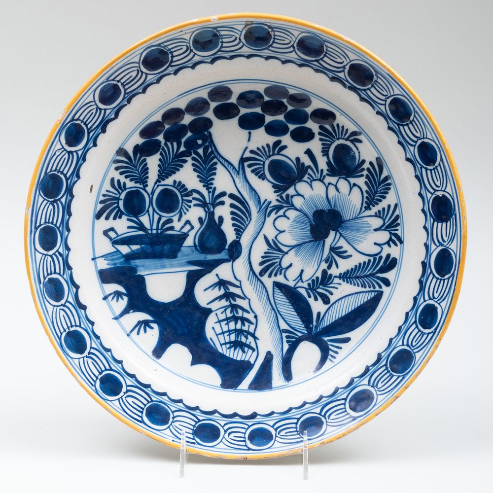 Appraisal: Blue and White Delft Charger in diam Condition The charger