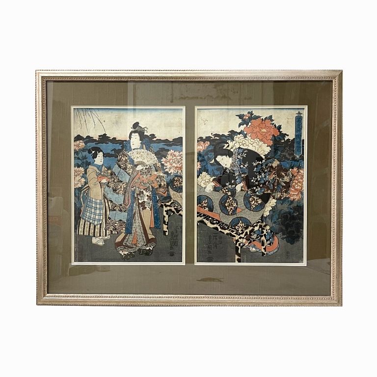 Appraisal: Utagawa Kunisada Japan - Pair of works on paper depicting