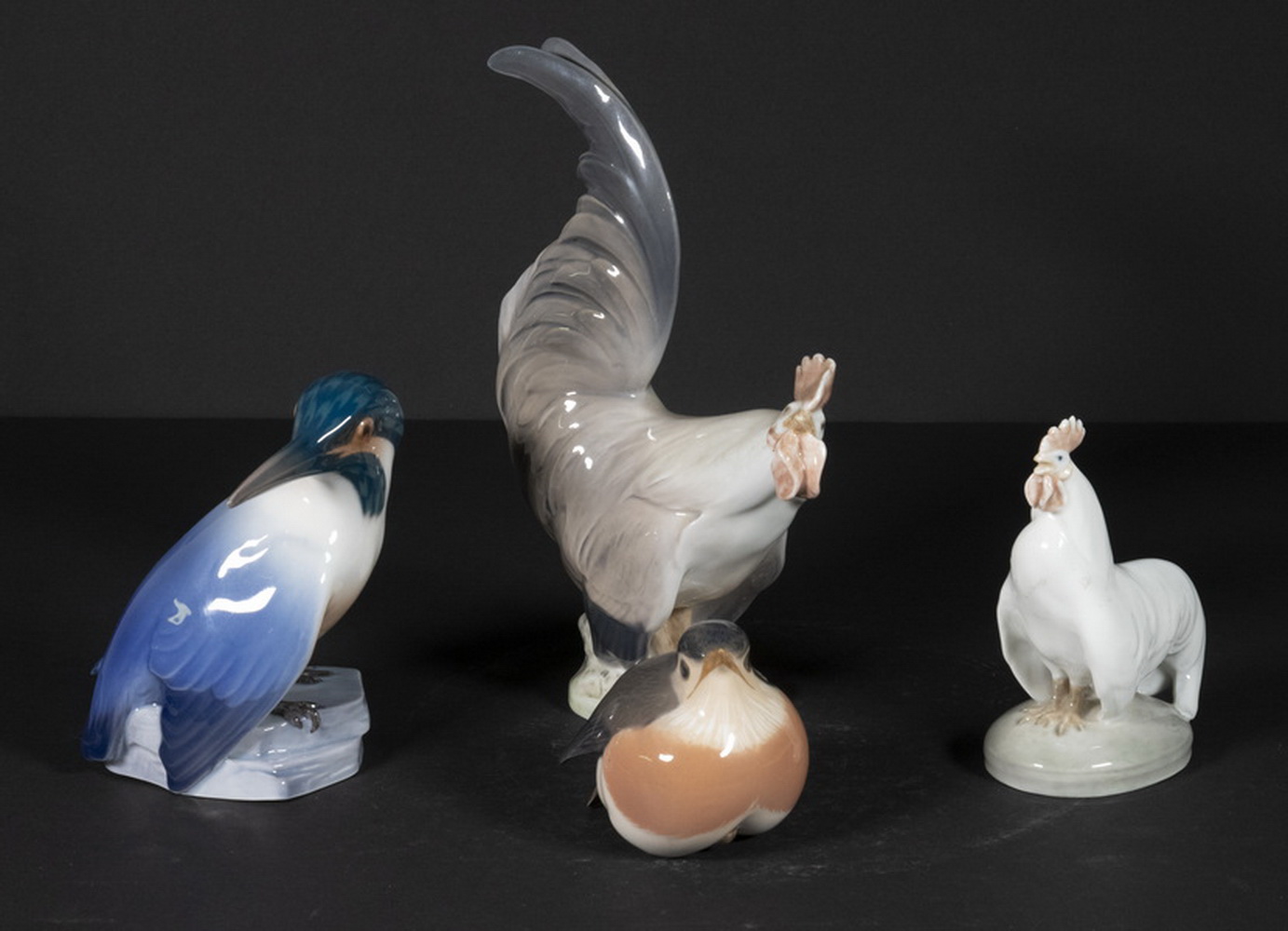 Appraisal: ROYAL COPENHAGEN BING GRONDAHL BIRD FIGURINES Group of Danish Porcelain