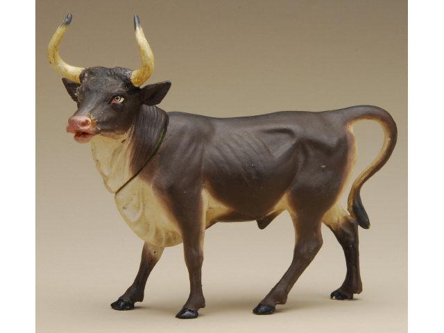 Appraisal: Bull Candy Container Germany ca painted and molded composition opens